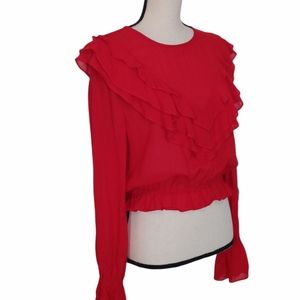 & Other Stories Red Ruffle d Blouse